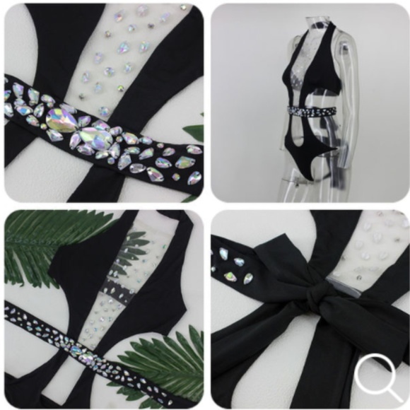 💖💎Rhinestone Swim Suit💖💎 WHITE - Picture 2 of 2